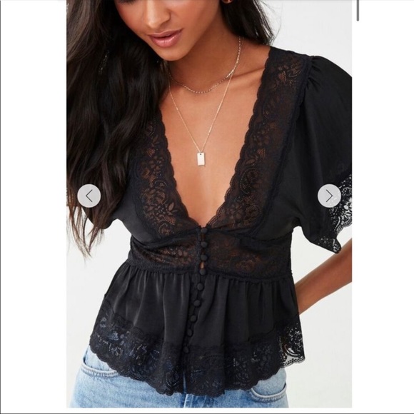 NWT - Forever 21 - BLACK WOVEN TOP - Size - Small - Picture 7 of 10